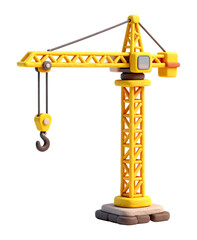 Tower crane 3D illustration, isolated on transparent background, png