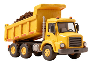 Dump truck 3D illustration, isolated on transparent background, png