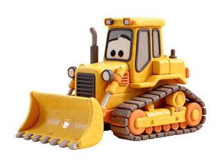 Bulldozer 3D illustration, isolated on transparent background, png