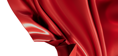 Close up of smooth red satin textile, creating a luxurious and elegant background suitable for design projects.