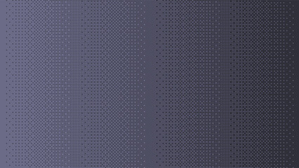 Abstract bitmap background with a purple dithering gradient and halftone texture. Retro 8-bit pixel art style for video game graphics and digital decoration.