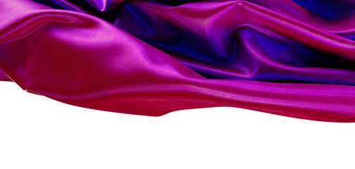 Luxurious abstract background featuring vibrant magenta and purple satin fabric texture with a clean white border for co