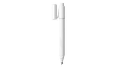White Marker Pen with Cap on White Background