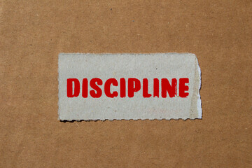 Discipline message written on ripped torn paper background. Conceptual Discipline symbol. Copy...