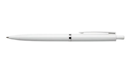 White Ballpoint Pen with Silver Clip on Plain White Background