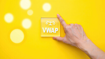 Financial Technology Engagement A Hand Interacting with a VWAP Icon, Symbolizing Volume Weighted Average Price in Financial Markets and the Use of Technology in Trading