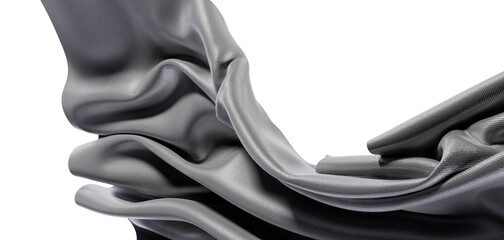 Abstract silver fabric flowing against a white background, perfect for adding texture to creative...