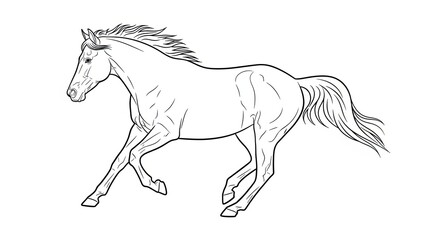 Majestic horse running freely with flowing mane and tail © Tana