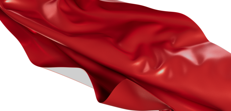 Elegant red fabric in motion, isolated on a white backdrop, perfect for design and abstract concepts. Great for backgrou - Powered by Adobe
