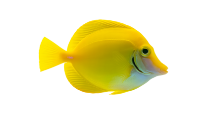 Bright yellow tropical fish isolated on white background
