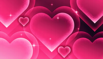 Vibrant pink heart background with sparkling stars and gradient effect