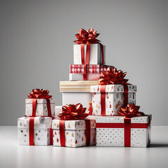 new year gift box isolated, slightly angled view, photorealistic