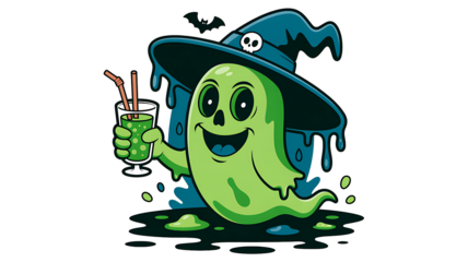 Cute halloween ghost character cartoon illustration
