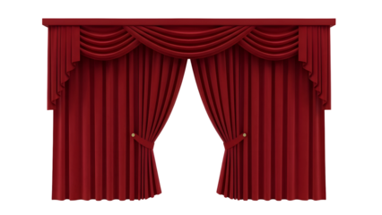 Rich red theater curtains drape elegantly
