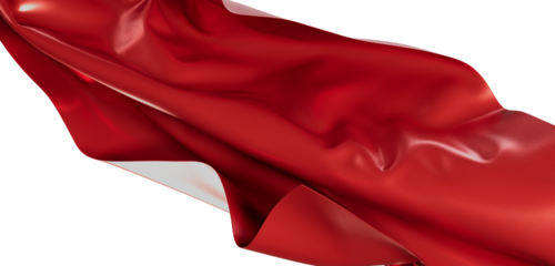 Abstract shot of red fabric with light reflections and white background. Perfect for design projects, banners and backgr