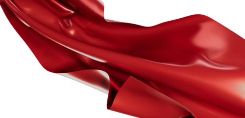 Elegant red fabric captured against a clean white backdrop, showcasing texture and flow. Perfect for design concepts and