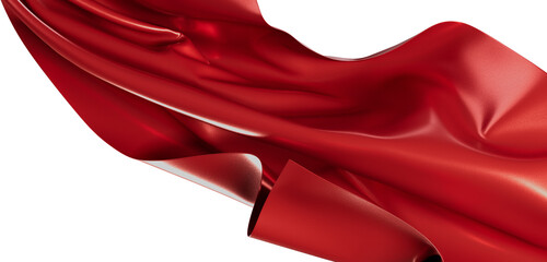 Elegant red fabric waving in the wind. A beautiful, smooth silk or satin material with a soft...