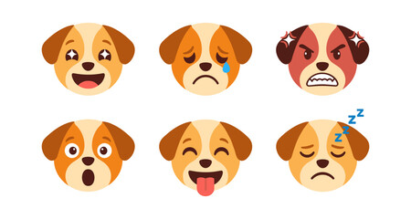 Obraz premium Collection of cute dog emojis showing various emotions and expressions