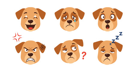 Obraz premium Collection of dog faces expressing various emotions like happiness, sadness, and anger