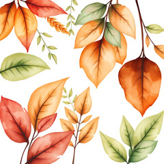 Autumn leaves watercolor illustration