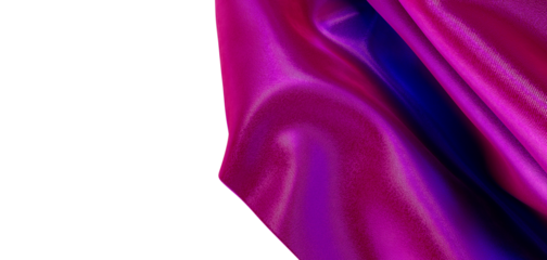 Close up of shiny, colorful fabric with a flowing texture, perfect for background or design use. Bright pink and purple.
