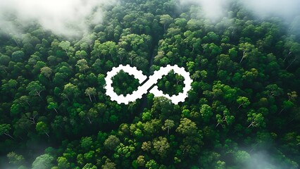 Infinity eco symbol on green background, sustainable cycle
