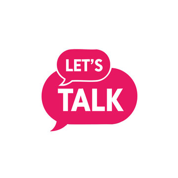 Pink speech bubbles on a clean white background representing a concept of open communication and discussion
