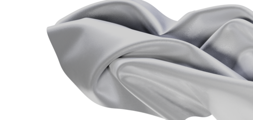 Close-up of elegant silver fabric waves with a soft texture. The flowing cloth creates a sense of luxury and grace, perf