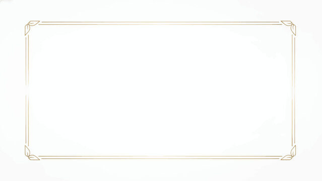 Rectangle subtle gold frame with horizontal border in oriental style for web presentation