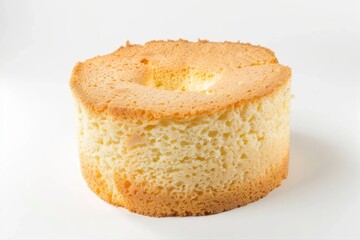 Delicious homemade classic vanilla chiffon cake light fluffy golden brown on transparent background