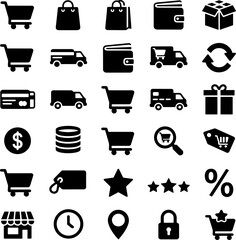 Shopping and Retail Icon Set for Websites, Apps, and Digital User Interfaces