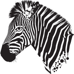 Fototapeta premium Zebra head illustration with striped pattern and mane