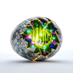 Fractured geometric globe with luminous core