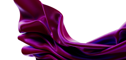 Dynamic fabric texture with flowing waves, rich purple hues, and clean white space, great for background, design project