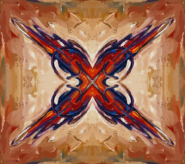 Abstract pattern with oil painting texture. Vintage motif butterfly pattern. Decorative ethnic ornament background. Textile, wallpaper, fabric, carpet, canvas, scarf, pillow, tile. Vector illustration