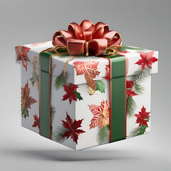 minimal gift box with satin ribbon, three quarter view, ultra realistic