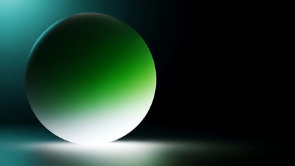 Green gradient sphere with light reflection on dark background