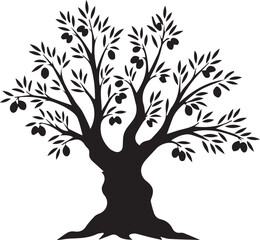 Obraz premium PBlack silhouette of a tree with roots and branches on white backgroundrint