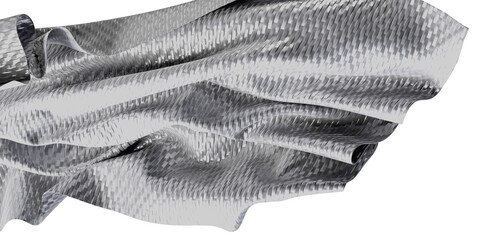 Abstract digitally rendered image of a flowing fabric with textured effect in varying shades of grey. Suitable for backg