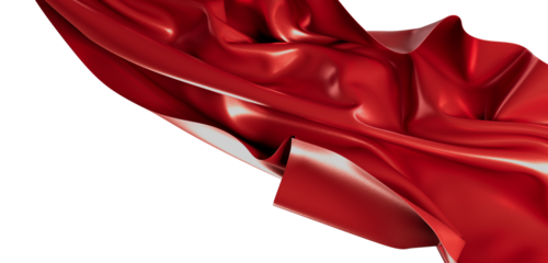 Luxurious red satin cloth waving in the wind. A beautiful abstract design with a silky smooth texture. Perfect for backg