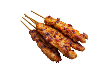 Grilled chicken satay isolated on transparent background, png