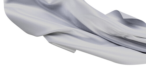 Close-up of a silver fabric gently flowing with soft textures and highlights. Suitable for design, background, and texti
