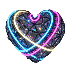 Illuminated neon heart sculpture