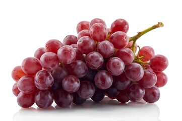Fototapeta premium A bunch of red grapes with a green stem on a white background