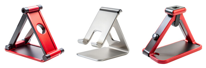 Set of A red and black stand with a curved edge isolated on a transparent background