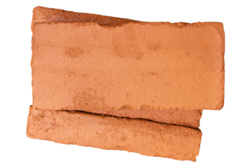 New Red Clay Bricks Isolated on Transparent Background - Building Material - Construction Concepts