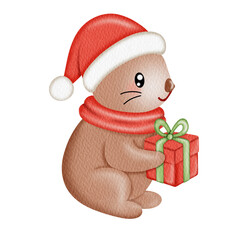 Cute Woodland mouse Christmas Watercolor.