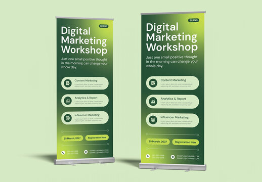 Digital Marketing Rollup Banner Template for Corporate Workshop Promotion