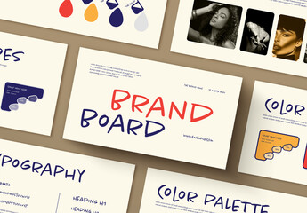 Creative Brand Mood Board Template with Visual Style Guide Layout