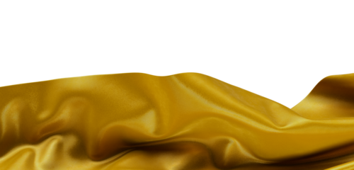 Luxurious gold silk fabric with elegant waves and a white background. Perfect for design, art, texture and abstract conc